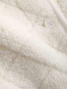 DAZY Nút áo xuyên thấu qua áo khoác Teddy - Màu be - Xem 7