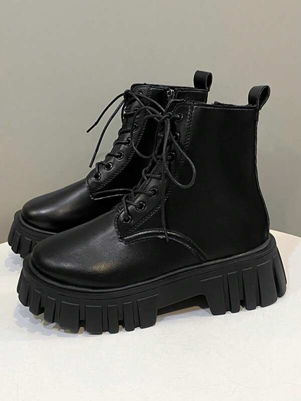 Fall/Winter Women's Fashionable Boots, Minimalist Laced Combat Boots,Boots For Women