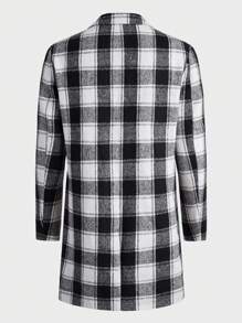 Manfinity VCAY Men Plaid Print Lapel Collar Overcoat, For Fall Winter - Multicolor - View 2