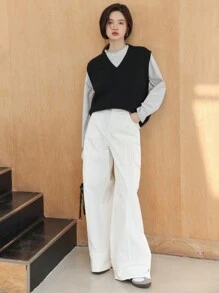 DAZY Flap Pocket Side Cargo Pants - White - View 8