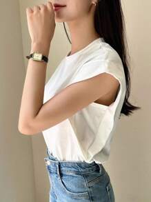 DAZY Solid Batwing Sleeve Tee - White - View 5