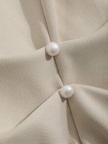 DAZY Solid Drop Shoulder Pocket Patched Sweatshirt,Long Sleeve Tops - Khaki - View 6