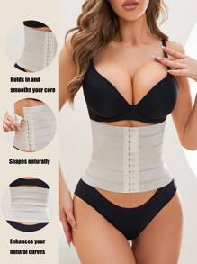 Hook And Eye Underbust Waist Trainer - Beige - View 1