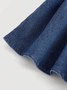 SHEIN MOD Plus Ruffle Hem Denim Tube Top - Medium Wash - View 3