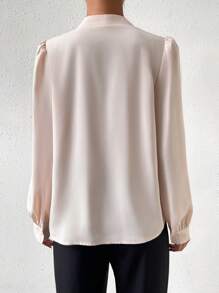 EMERY ROSE Solid Button Front Blouse - Apricot - View 3
