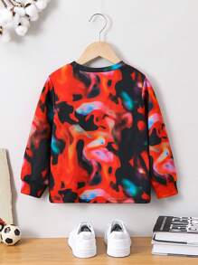 Young Boy Letter Graphic Tie Dye Sweatshirt - Red - View 2