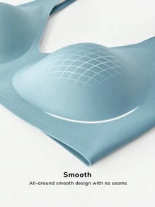 LUVLETTE Dream Curve 2ndSkin Wireless Silicone Seamless No Show Plunge Lounge T-Shirt Bra - Blue - View 6