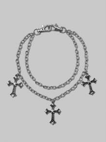 ROMWE Goth 1pc Women Cross Charm Zinc Alloy Trouser Chain - Silver - View 4