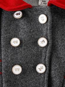 Đứa bé gái Cổ áo tương phản Đôi ngực áo - Xám - Xem 5