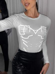 Zolique 骷髅圖案修身T恤 - 白色 - 查看 1