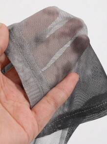 DAZY 扎染开叉下摆网眼上衣（不含吊带背心）外出上衣长袖女式上衣 - 灰色 - 查看 6