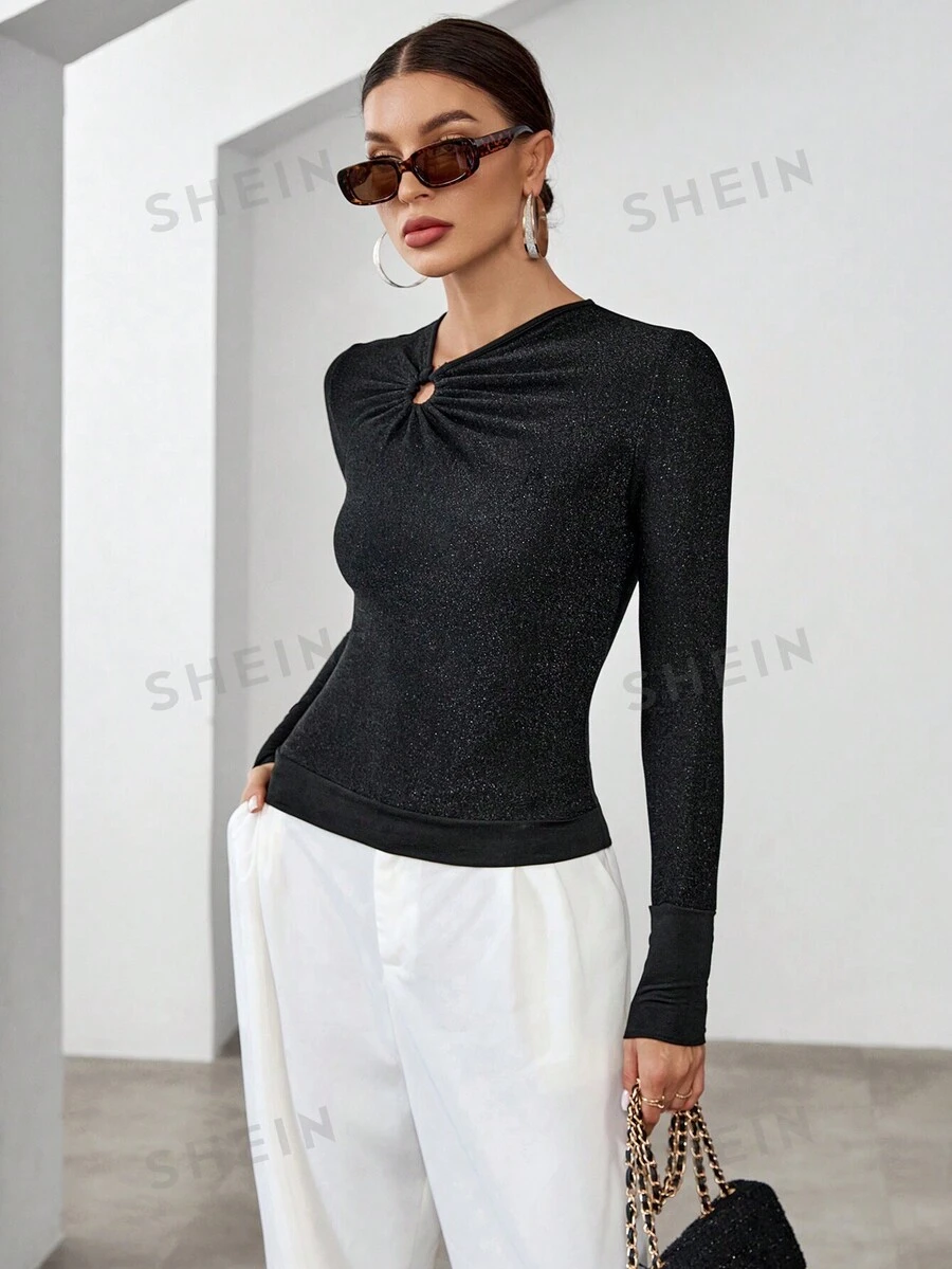 SHEIN Essnce Camiseta vinculado con aro brillante