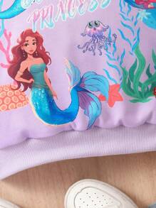 SHEIN Young Girl Mermaid & Letter Graphic Sweatshirt