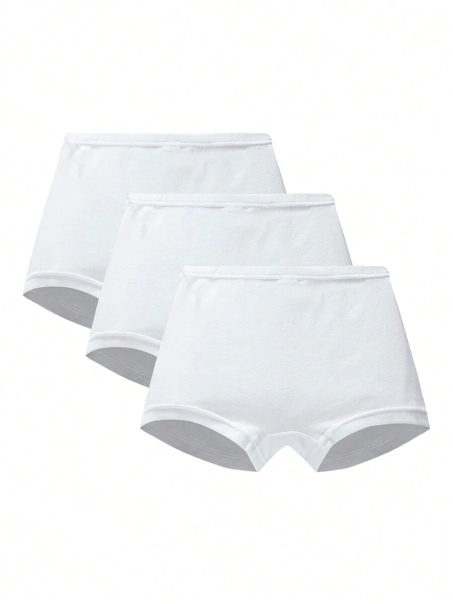 Bebé niña 3 piezas Calzoncillos boxer unicolor - Blanco - Ver 1