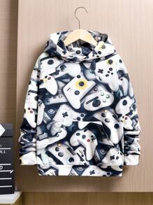 SHEIN 男大童遊戲手柄圖案連帽衛衣 - 彩色 - 查看 1