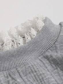 DAZY Mock Neck Drop Shoulder Sweatshirt,Fall Women Clothes - Grey - View 4