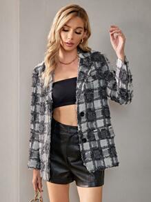 GENKIRA Plaid Print Lapel Neck Blazer Fall Cloth For Women - Multicolor - View 5