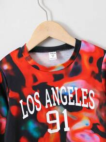 Young Boy Letter Graphic Tie Dye Sweatshirt - Red - View 3
