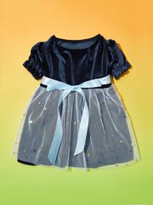 Petsin Velvet Mesh Skirt Pet Skirt - Navy Blue - View 2