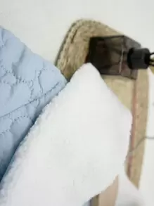 SHEIN 女小童花卉圖案提花羊絨領口腰帶絎縫外套