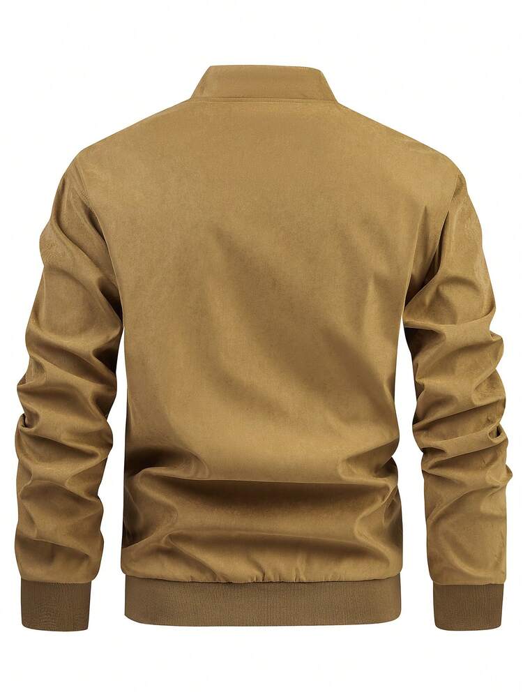 Loose Fit Men's Flap Pocket Zipper Jacket (Without T-Shirt)