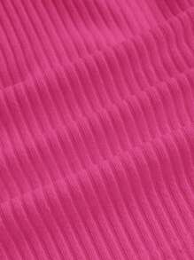 SHEIN EZwear Top tank unicolor tejido de canalé - Rosa Fucsia - Ver 4