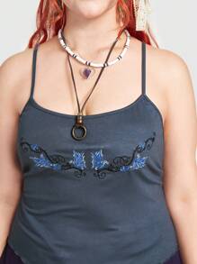 ROMWE Fairycore Plus Butterfly Print Cami Top - Blue - View 2