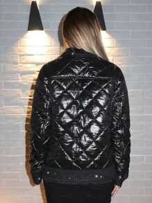 SHEIN SXY Button Front Quilted Coat