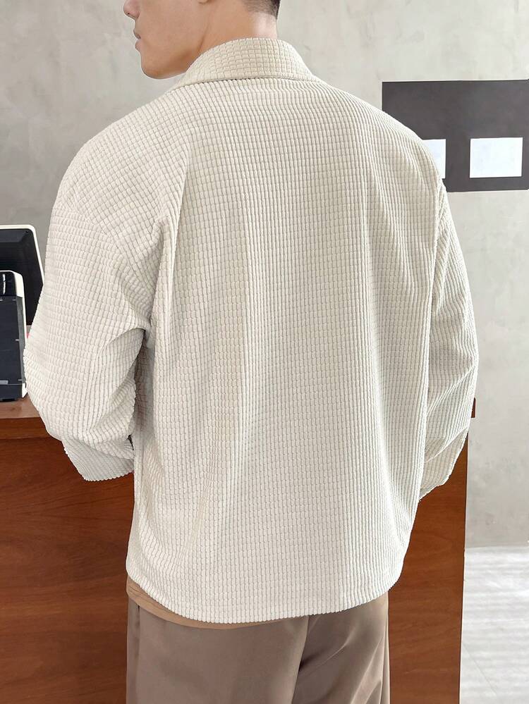 1pc Men's Loose Fit Drop Shoulder Jacket With Dual Pockets, For Fall Winter