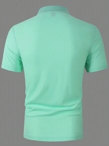 Manfinity Homme Men Patched Detail Polo Shirt - Mint Green - View 2