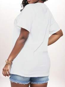 SHEIN Slayr 人物和標語圖案T恤 - 白色 - 查看 2