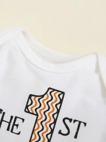 SHEIN Newborn Baby Girl Slogan Graphic Bodysuit & Bow Front Mesh Skirt & Headband - Multicolor - View 4