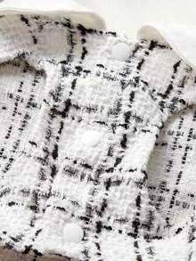 ROMWE Pet Skirt, Furry White Grid Dress - Black and White - View 7