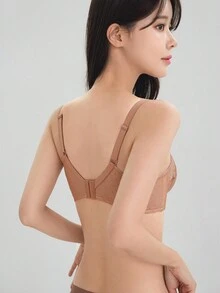 DAZY 素色貝殼邊蕾絲胸罩 - 摩卡棕 - 查看 2