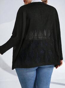 Calvaya 大碼蝙蝠袖前紐扣開襟衫 - 黑色 - 查看 2