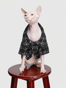 ROMWE Pet Black Plaid Woolen Coat - Multicolor - View 11