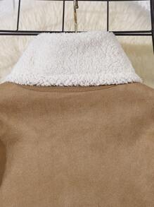 Tween Boy Teddy Lined Coat With Scarf - Khaki - View 6