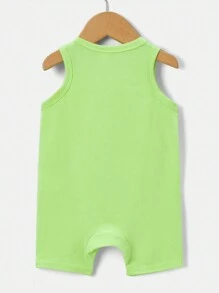 SHEIN Baby Solid Tank Romper - Lime Green - View 2