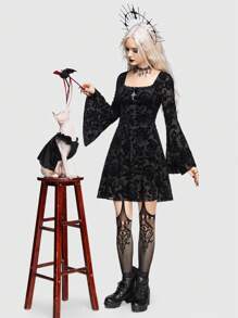 ROMWE 1入組絲絨波浪邊服飾公主寵物半身裙 - 彩色 - 查看 4