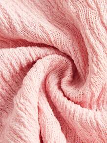 ROMWE Kawaii Top con encaje en contraste con diseño de nudo ribete con fruncido - Rosa - Ver 3