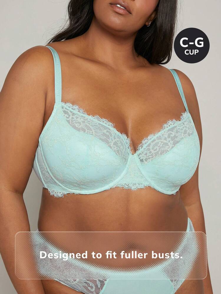 Plus Sexy Lingerie Floral Lace Lightly Lined Bra