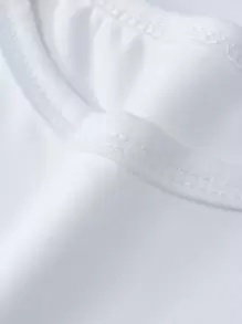 Young Girl Solid Round Neck Tee - White - View 5