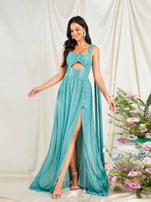 Missord Cut Out Split Thigh Party Dress - Green - View 5