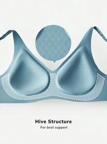 LUVLETTE Dream Curve 2ndSkin Wireless Silicone Seamless No Show Plunge Lounge T-Shirt Bra - Blue - View 8