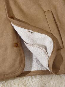 Tween Boy Teddy Lined Coat With Scarf - Khaki - View 5