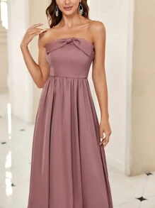 SHEIN Belle Twist Front Tube Dress, Semi Formal Dress - Dusty Pink - View 4