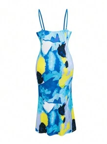 SHEIN LUNE Plus Tie Dye Cami Dress - Multicolor - View 2