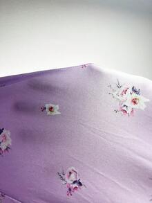 Vestido de dormir con estampado floral ribete con fruncido con lazo delantero - Morado - Ver 7