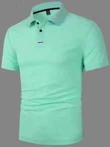 Manfinity Homme Men Patched Detail Polo Shirt - Mint Green - View 7