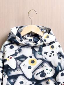 SHEIN 男大童遊戲手柄圖案連帽衛衣 - 彩色 - 查看 5